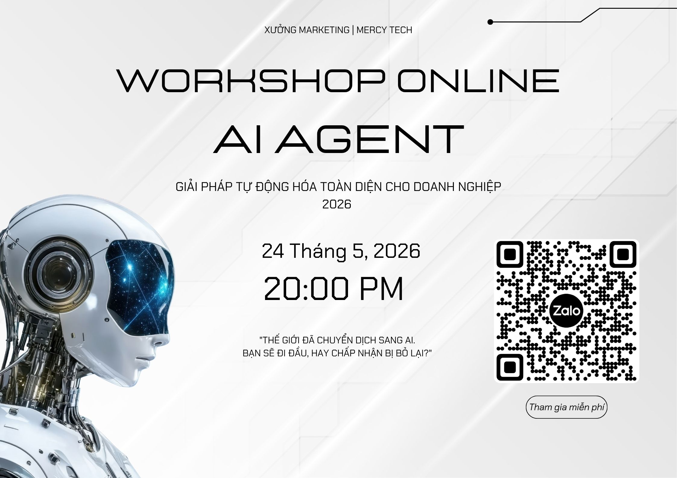 Chính thức mở đăng ký Workshop “AI Agent cho SME”: Giải pháp vận hành 20 người hiệu quả như 200 người